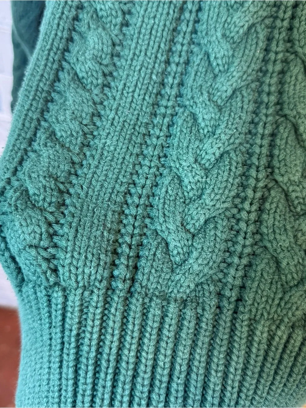 Vintage 90s y2k Checkpoint Cable Knit Green Crewneck Sweater Mens L/XL